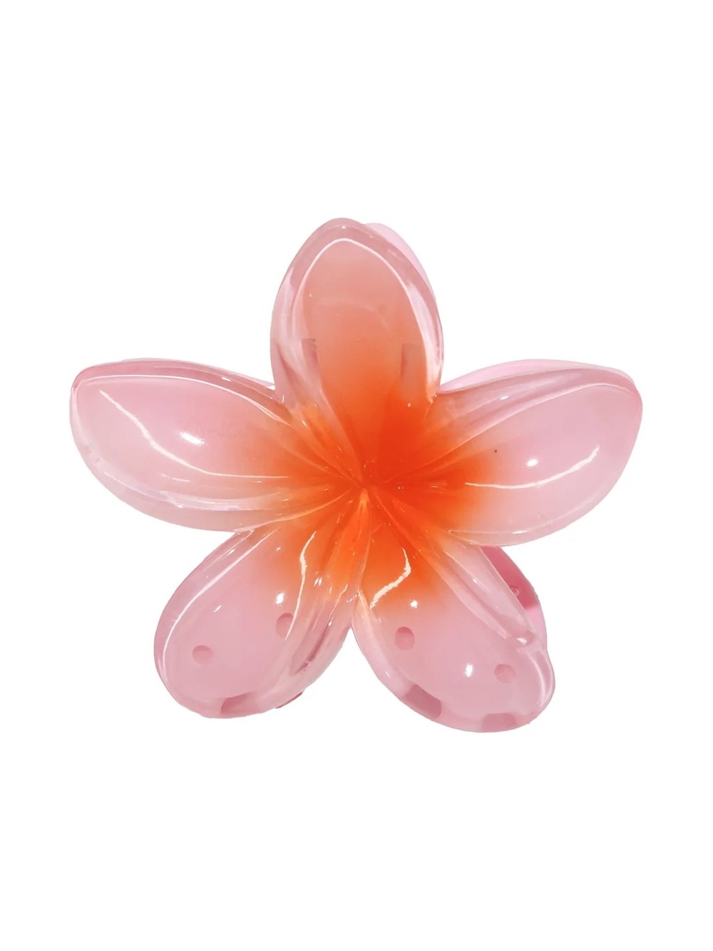 Pink Orange Resin Plumeria Flower hair claw clip